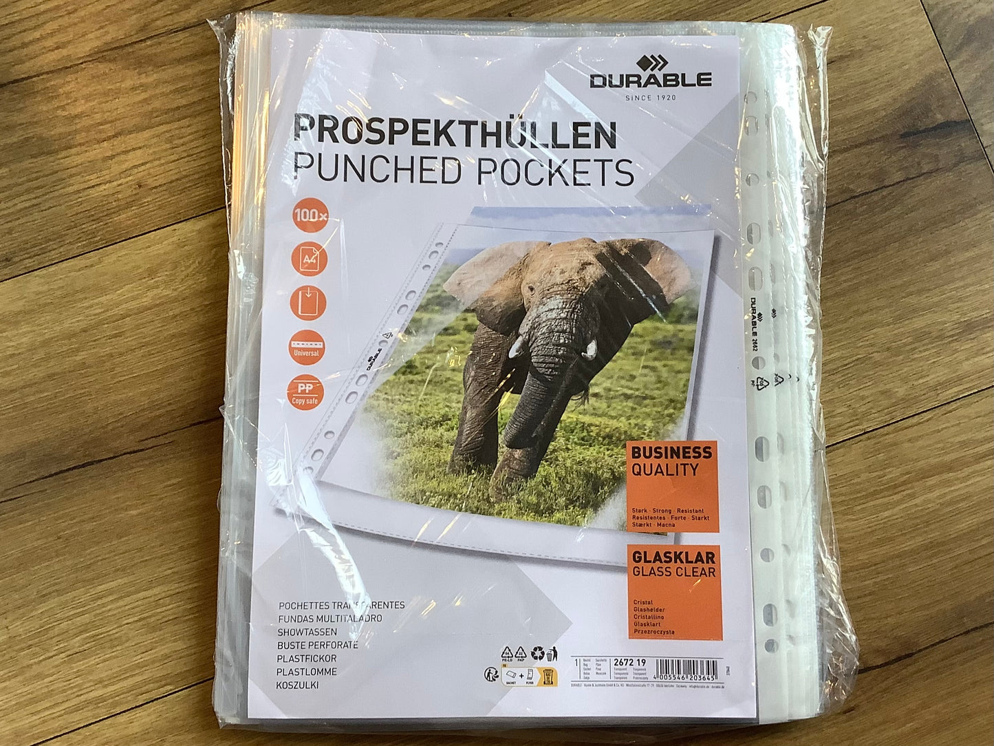 Prospekthüllen 100 glasklar 0,05mm PP Durable - Polly Paper - Umweltfreundliche Schreibwaren