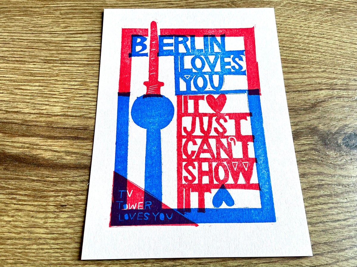 Postkarte Fernsehturm Berlin Loves You (Flitzpost)