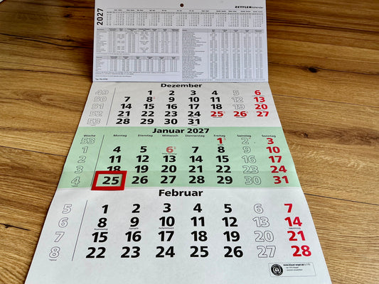 Dreimonatskalender Zettler recycelt 2027