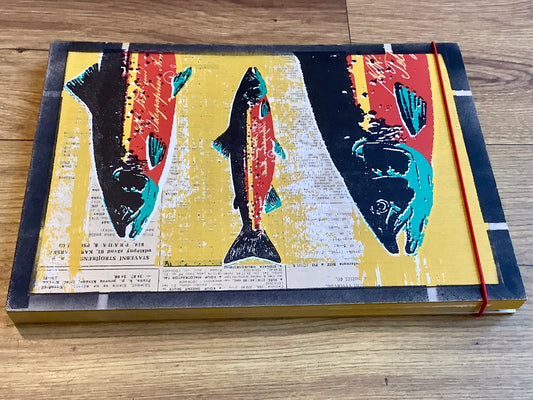 Skizzenbuch A4 quer Fische hellgrau RC (Deafmessanger) - Polly Paper - Umweltfreundliche Schreibwaren