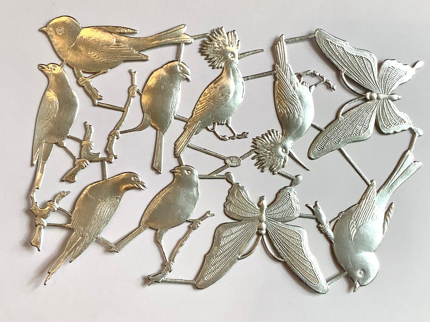 Dresdner Ornamente 8 Vögel 2 Falter (Papier) 1143°