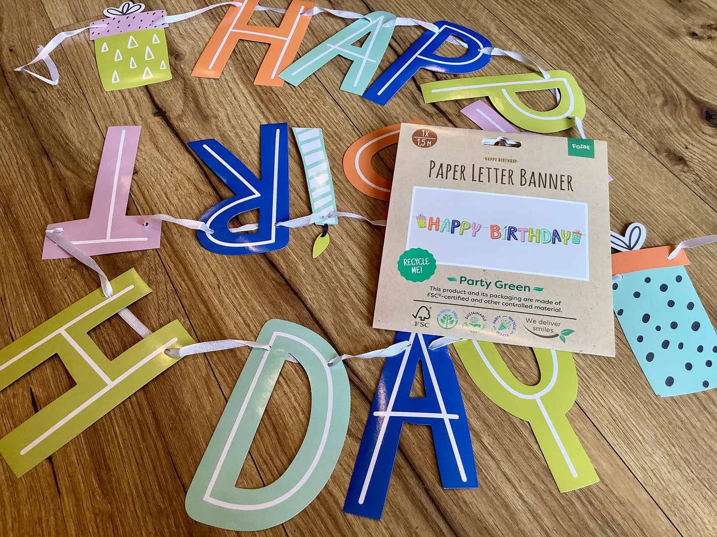 Papier-Girlande Happy Birthday bunt 1.5m