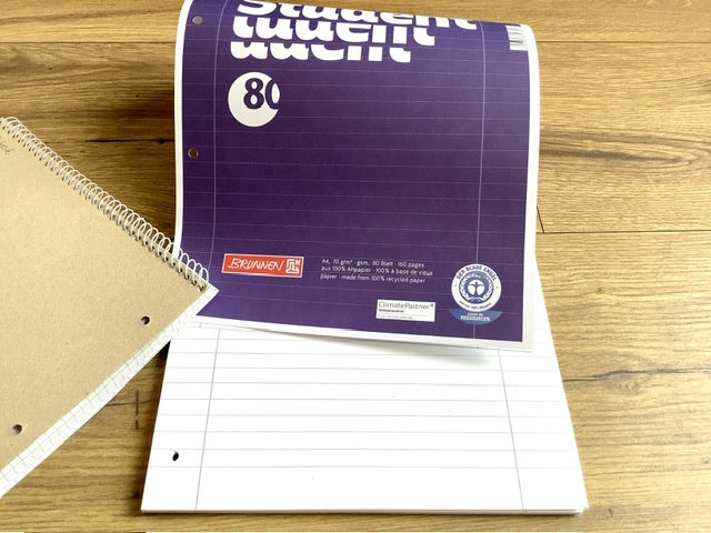 Collegeblock Linkshänd. 80Bl. Brunnen - Polly Paper - Umweltfreundliche Schreibwaren