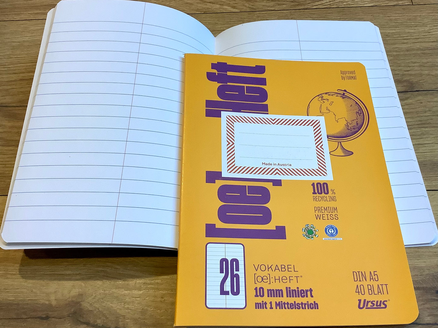 Vokabelheft A5 40Bl. Recycling Ursus - Polly Paper - Umweltfreundliche Schreibwaren