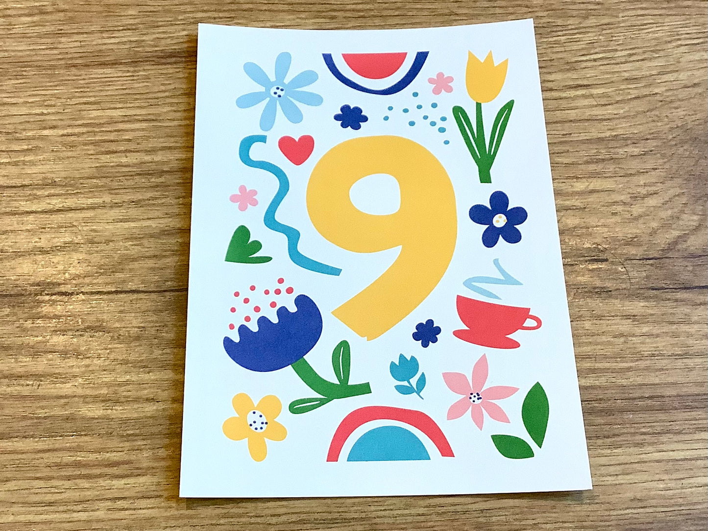 Postkarte Zahlen 0-9 Bow & Hummingbird - Polly Paper - Umweltfreundliche Schreibwaren
