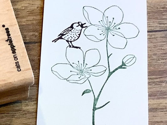 Mini-Stempel Drossel Thialda (Cats on appletrees) - Polly Paper - Umweltfreundliche Schreibwaren