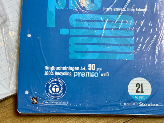 Ringbucheinlagen A4 90g premium 50Bl liniert recycelt