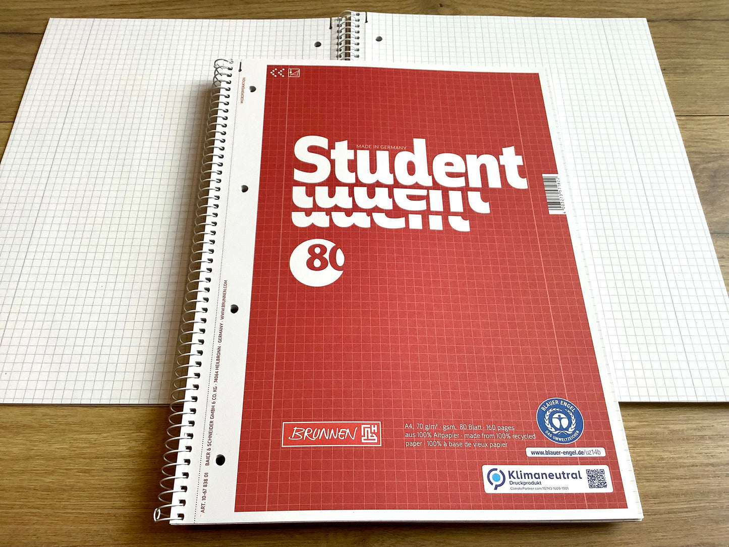 Collegeblock kariert Brunnen Student Lin.28 RC 80Bl.