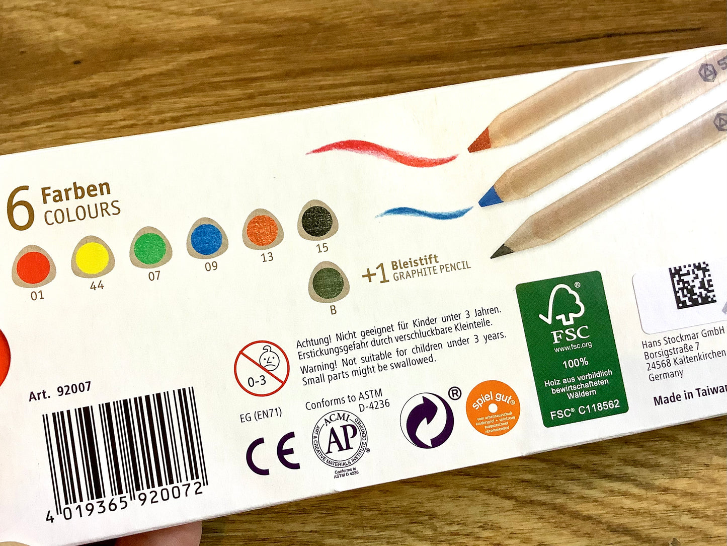 Buntstifte 6 Farben 3eckig FSC Stockmar