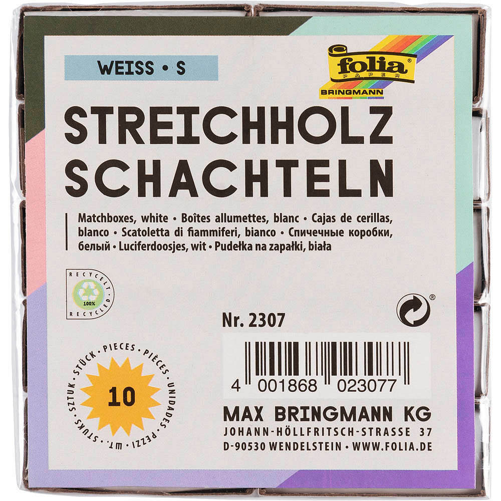 Streichholzschachteln 10 Stück weiß folia