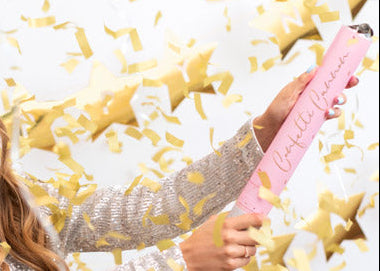 Konfetti-Kanone 40cm goldene Seidenpapierstreifen