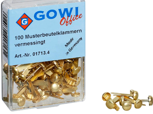 Musterbeutel-Klammern 100 Rundkopf gowi - Polly Paper - Umweltfreundliche Schreibwaren