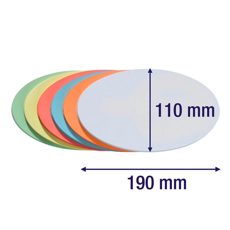 Moderationspapier oval 250Bl. 6 Farben 11x19 130g - Polly Paper - Umweltfreundliche Schreibwaren