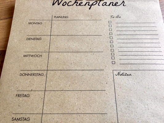 Wochenplaner A4 Graspapier vegan 54 Blatt