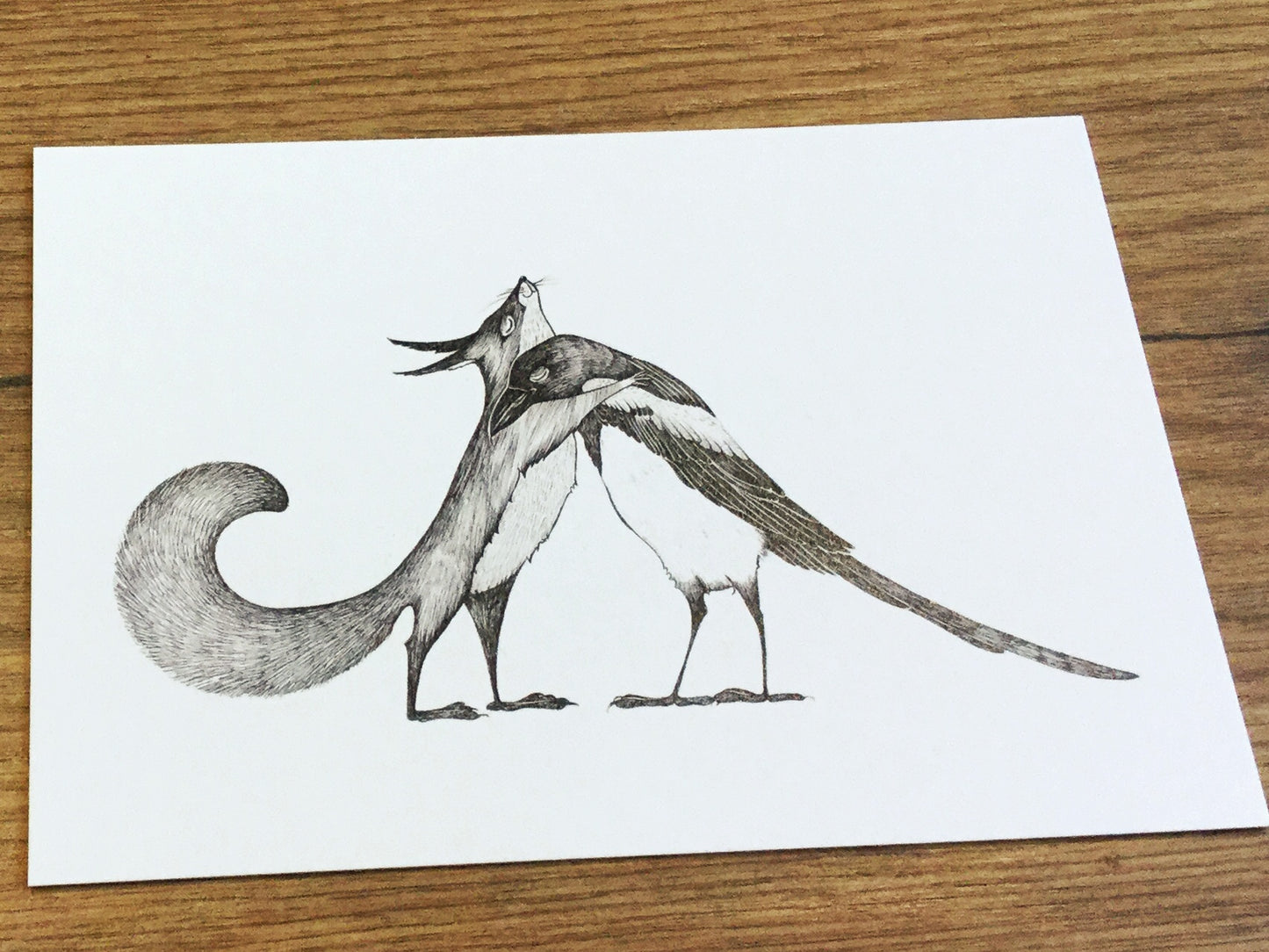 Postkarte Eichhörnchen & Elster Bambus Ligarti - Polly Paper - Umweltfreundliche Schreibwaren