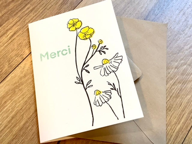 Briefkarte merci (Superjuju) - Polly Paper - Umweltfreundliche Schreibwaren
