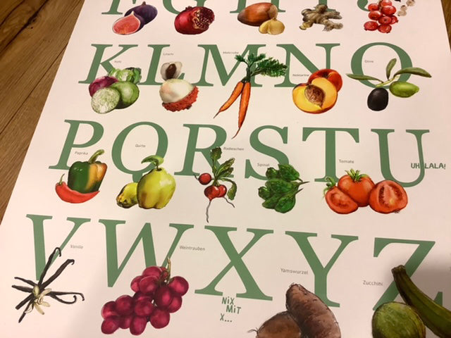 Poster ABC Früchte Alphabet 60x40cm (Schnurverlag)