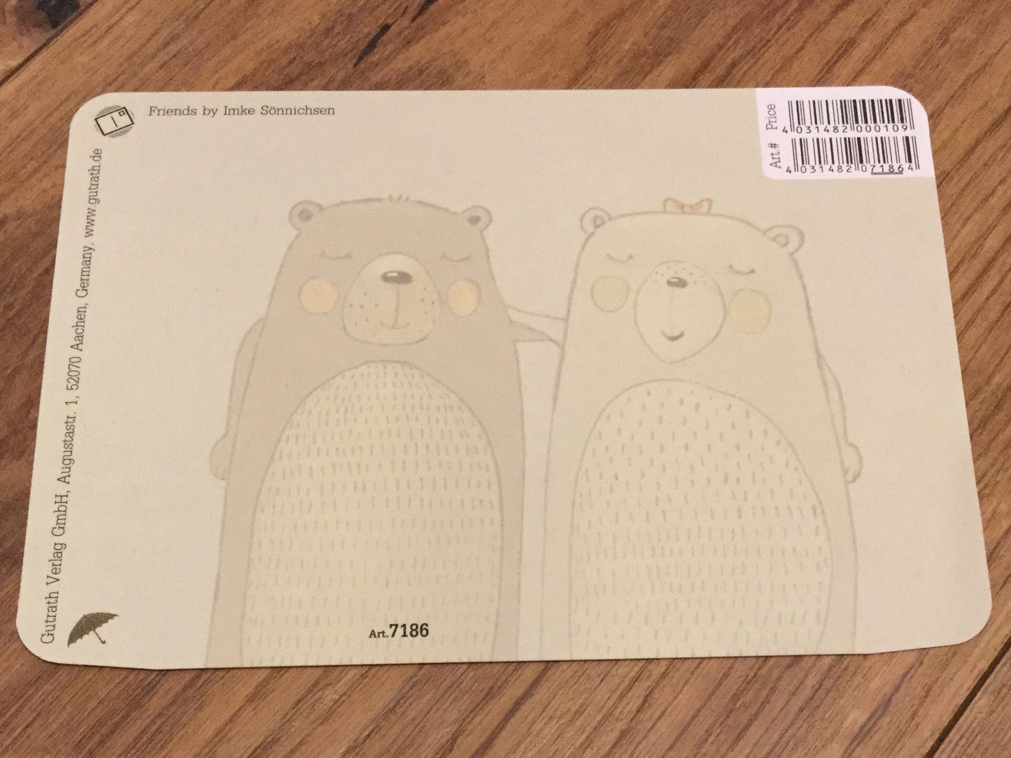 Postkarte Bärenschirm (Gutrath) - Polly Paper - Umweltfreundliche Schreibwaren