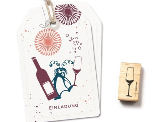 Stempel Sektglas (Cats on appletrees) - Polly Paper - Umweltfreundliche Schreibwaren