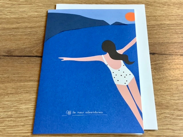 Grußkarte Cliff Diving Adventures (pleased to meet) - Polly Paper - Umweltfreundliche Schreibwaren