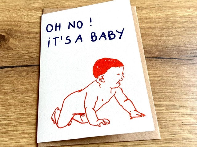 Briefkarte Oh no! It‘s a baby (Superjuju) - Polly Paper - Umweltfreundliche Schreibwaren