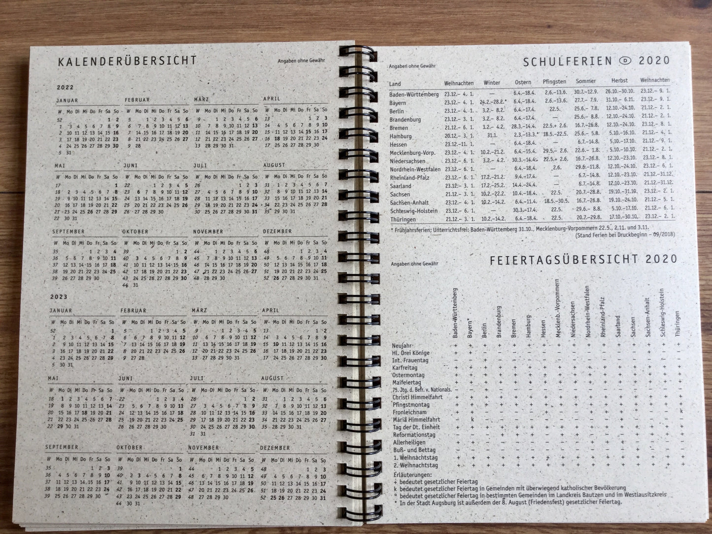 Wochenkalender Graspapier A5 2025 (!) Zettler 1W/2S