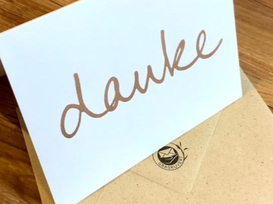 Briefkarte "danke" gold/weiß (Jordan/Kettcards) - Polly Paper - Umweltfreundliche Schreibwaren