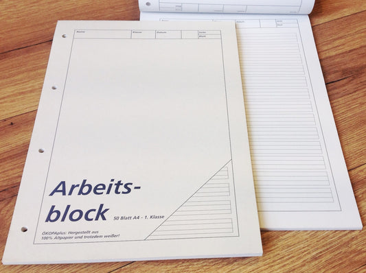 Arbeitsblock A4 Lin.1 50 Blatt - Polly Paper - Umweltfreundliche Schreibwaren
