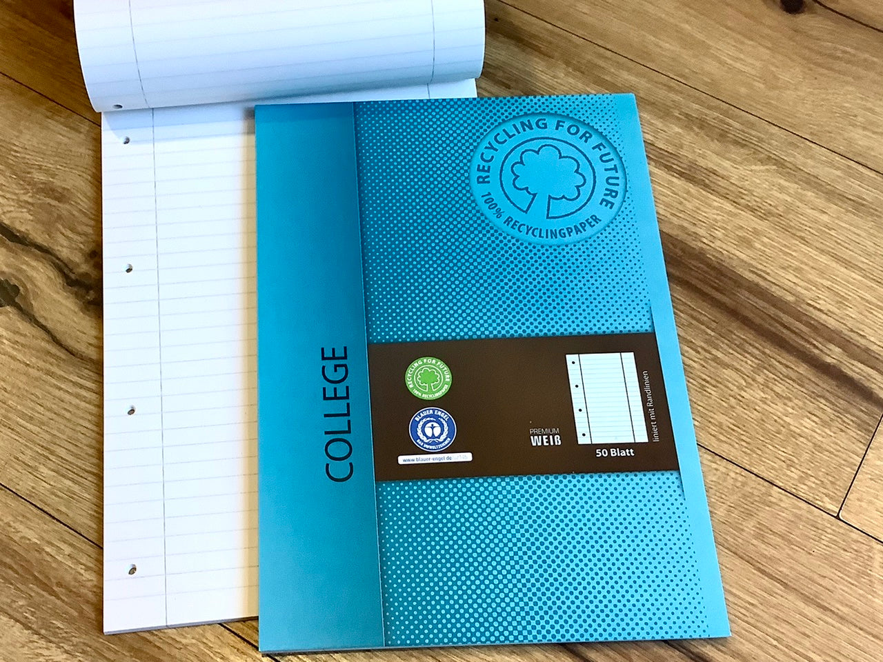 Schreibblock A4 liniert m Randlinien gelocht 50Bl. - Polly Paper - Umweltfreundliche Schreibwaren