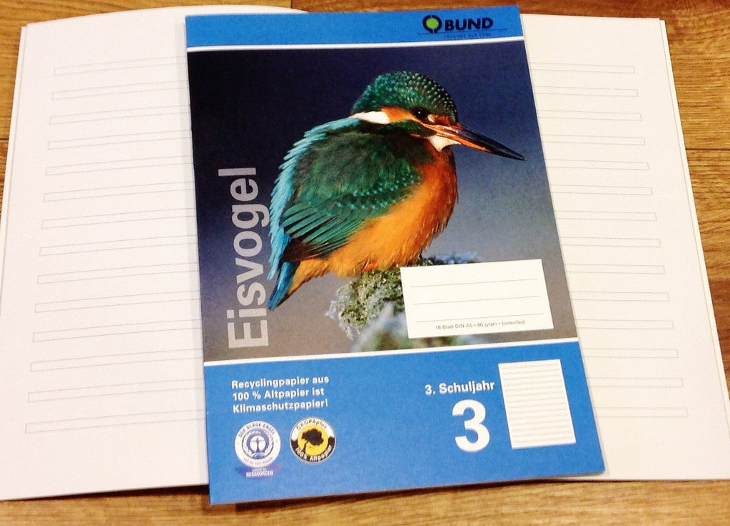 A5-Heft Lin. 3. Klasse Eisvogel auf Cover