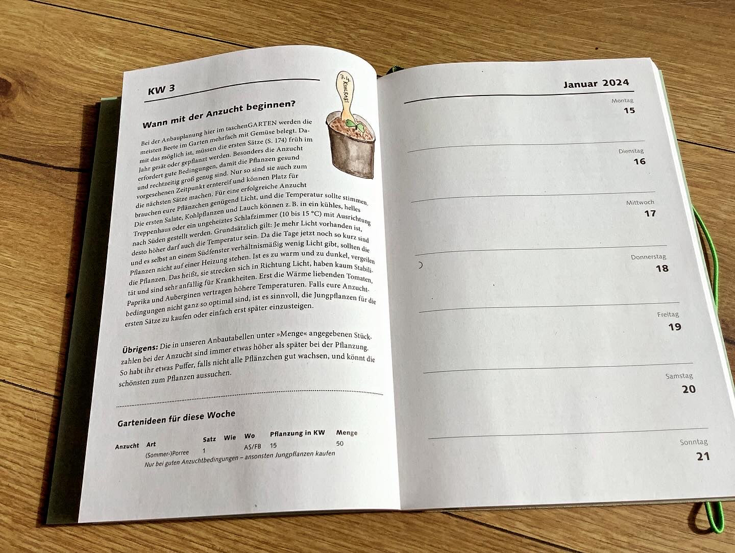 Wochenkalender zeitlos TaschenGARTEN Notizbuch