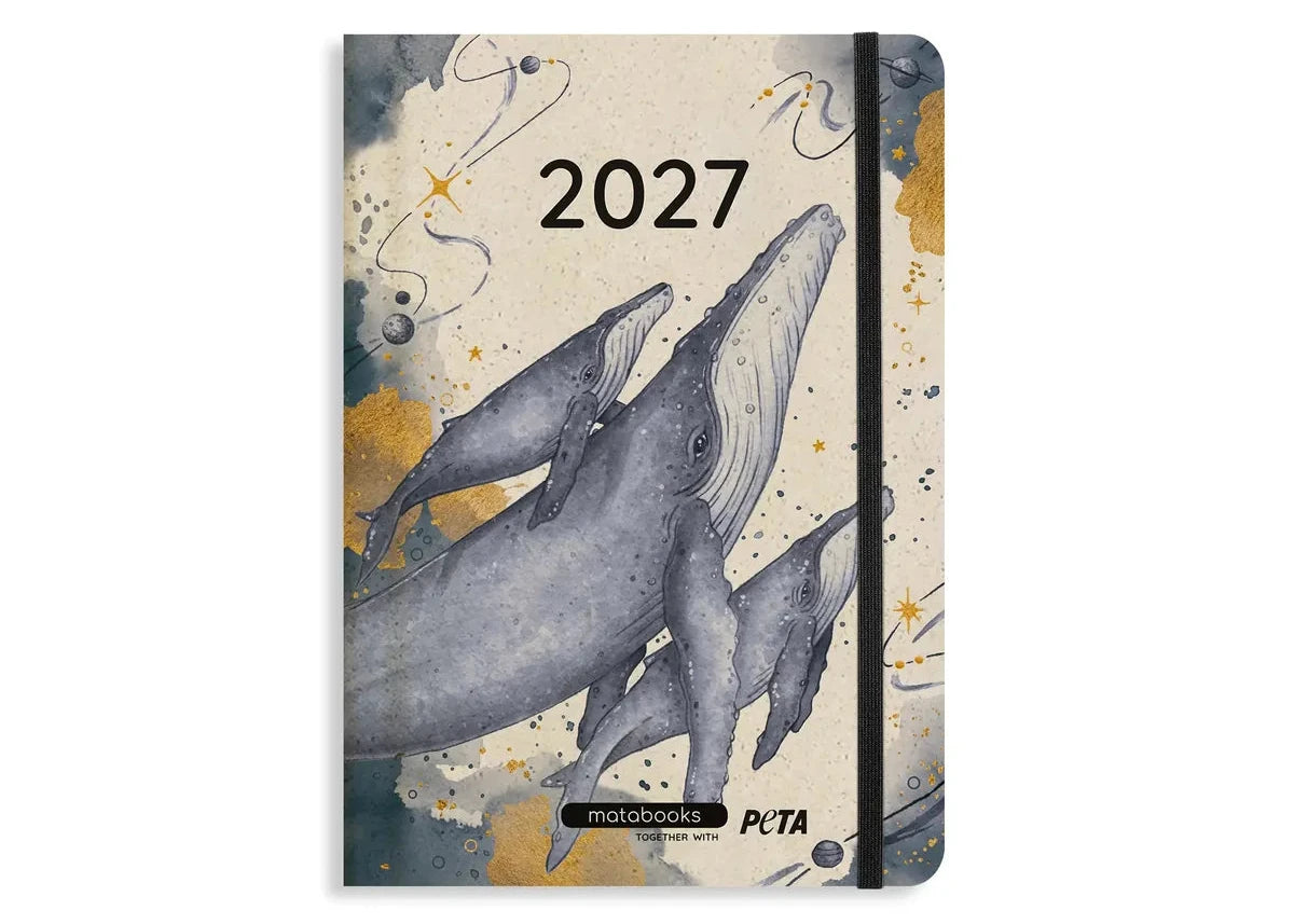 Wochenkalender A5 Cosmic blue Wal Graspapier vegan 2027