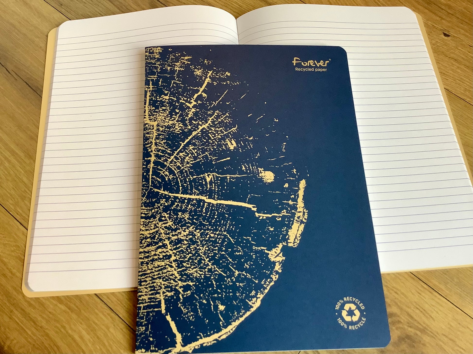 Liniertes A4-Heft von Clairefontaine forever (Recyclingpapier) in blau