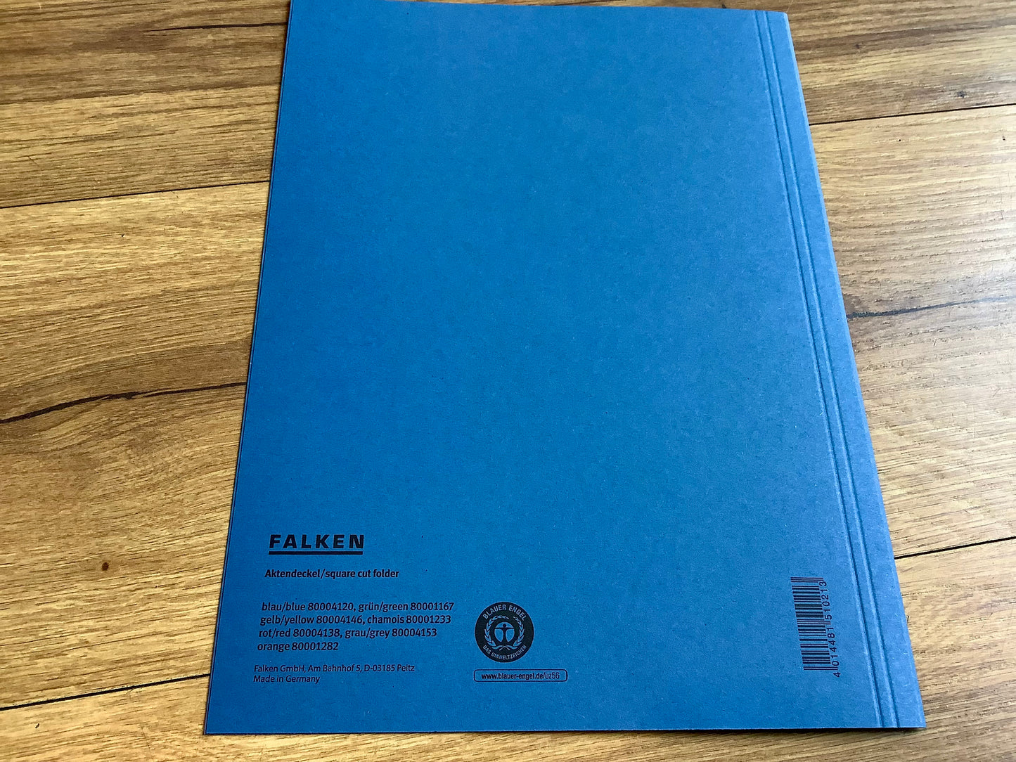 Blauer Aktendeckel von FALKEN aus Recyclingkarton - erhältlich bei Polly Paper - Umweltfreundliche Schreibwaren / Bürobedarf in Berlin-Mitte