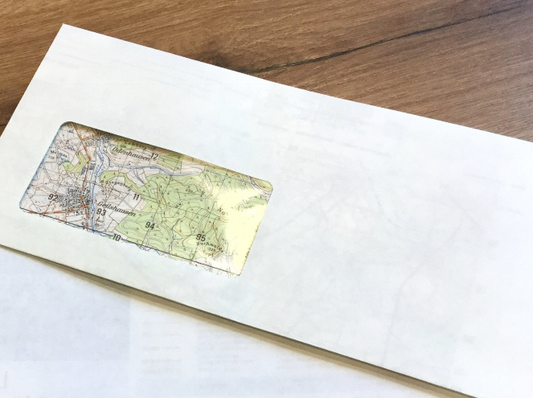 Briefumschläge DIN lang 100St. Direktrecycling (innen Landkarte)° - Polly Paper - Umweltfreundliche Schreibwaren