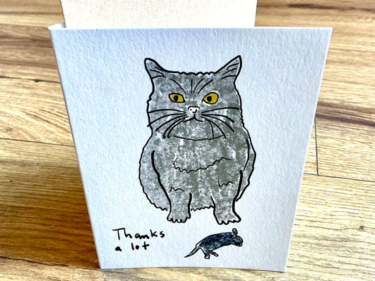 Briefkarte Thanks a lot Katze Maus SJJ