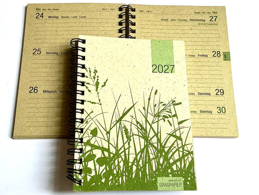 Taschenkalender Graspapier 10x14 Zettler 1W/2S 2027