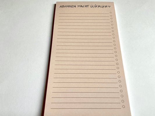 Abhaken macht glücklich-Block 10x21cm 50Bl. RC