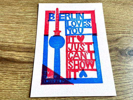 Postkarte Fernsehturm Berlin Loves You (Flitzpost)
