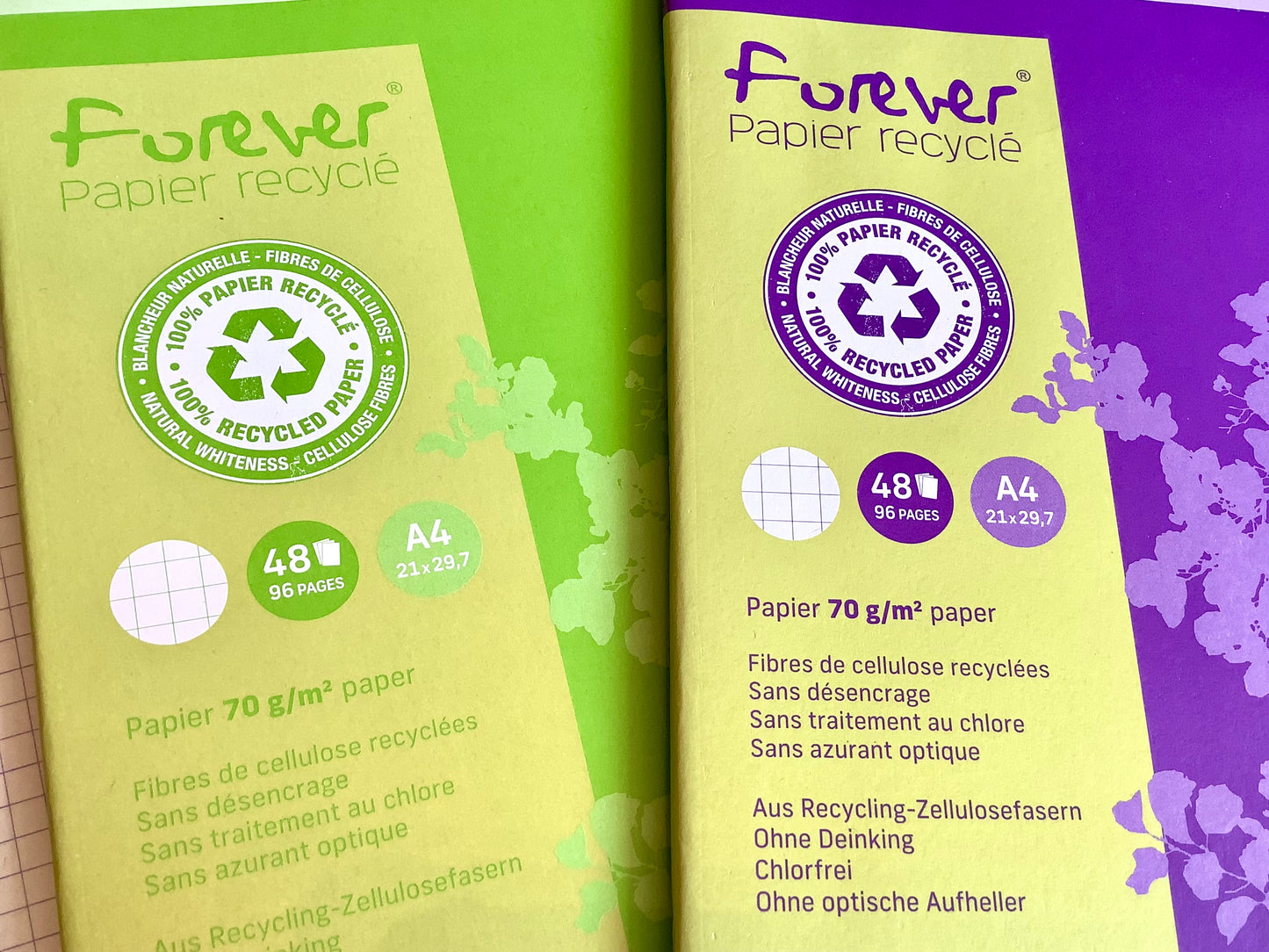 Notizheft A4 96S. kariert 70g Forever - Polly Paper - Umweltfreundliche Schreibwaren