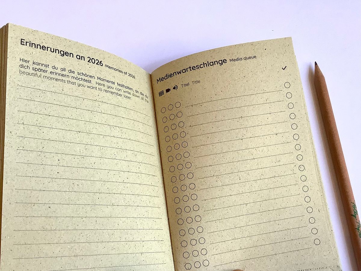 Wochenkalender A6 matabooks Graspapier S natur vegan 2027
