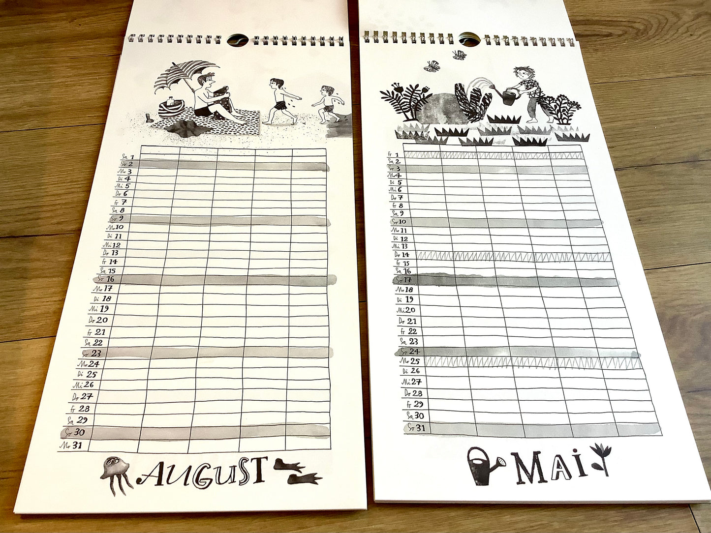 Familienplaner Marie Geissler 2026 20x41cm - Polly Paper - Umweltfreundliche Schreibwaren