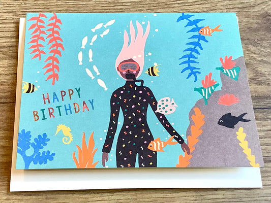 Grußkarte Happy Birthday Diver Emma Cooter 1973