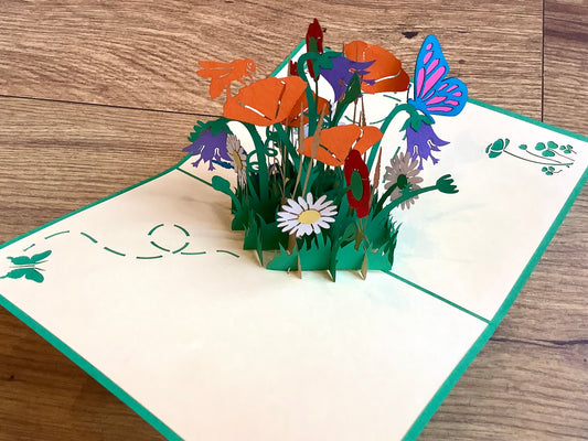 3D-Karte Pop-up Blumenwiese Sommerblumen - Polly Paper - Umweltfreundliche Schreibwaren