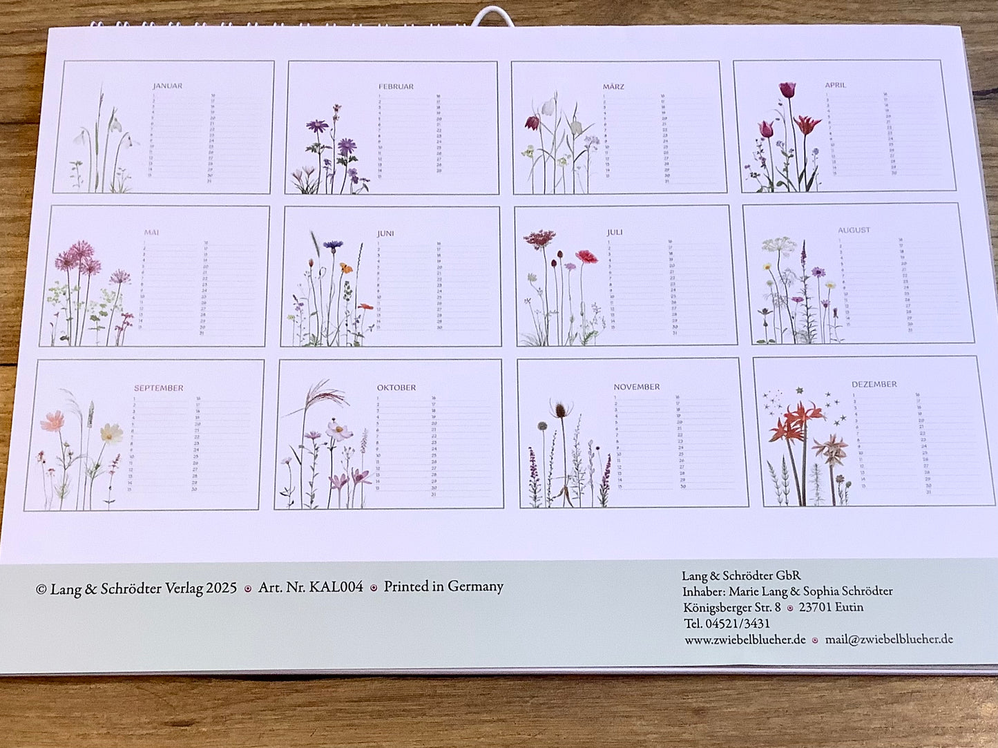 Geburtstagskalender A4 quer Blumenwiesen (Zwiebelblüher)