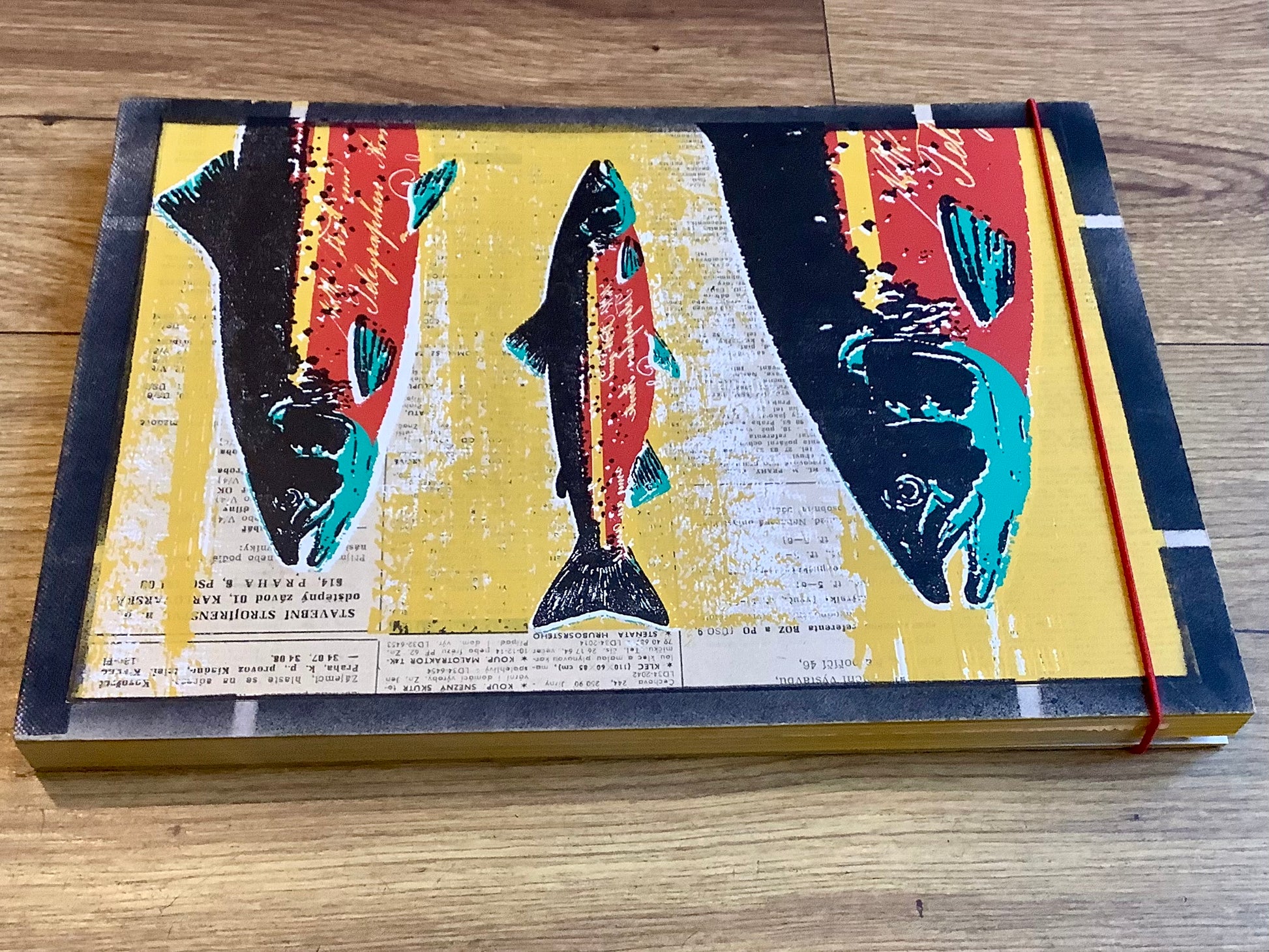 Skizzenbuch A4 quer Fische hellgrau RC (Deafmessanger) - Polly Paper - Umweltfreundliche Schreibwaren