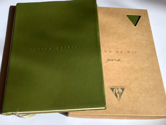 Notizbuch A5 liniert Ledereinband olive Clairefontaine