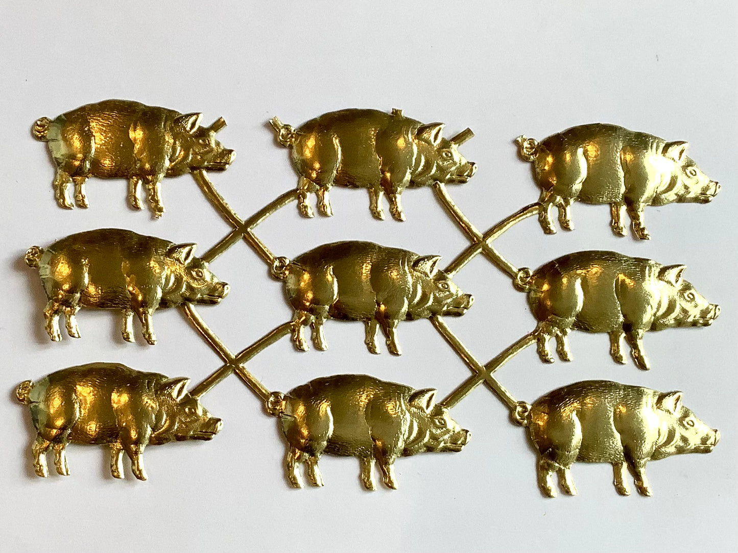 Dresdner Ornamente 9 Schweine gold (Papier) 1161