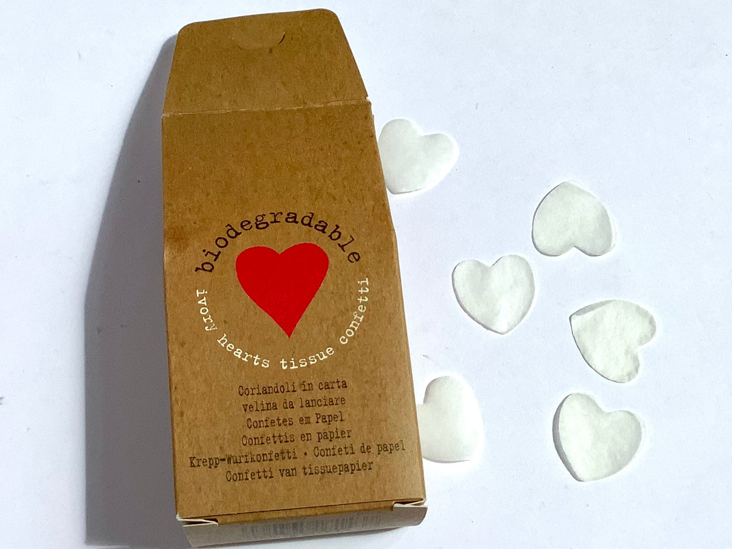 Herz-Konfetti aus Seidenpapier (biologisch abbaubar)°