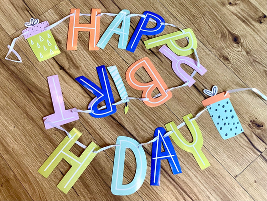 Papier-Girlande Happy Birthday bunt 1.5m
